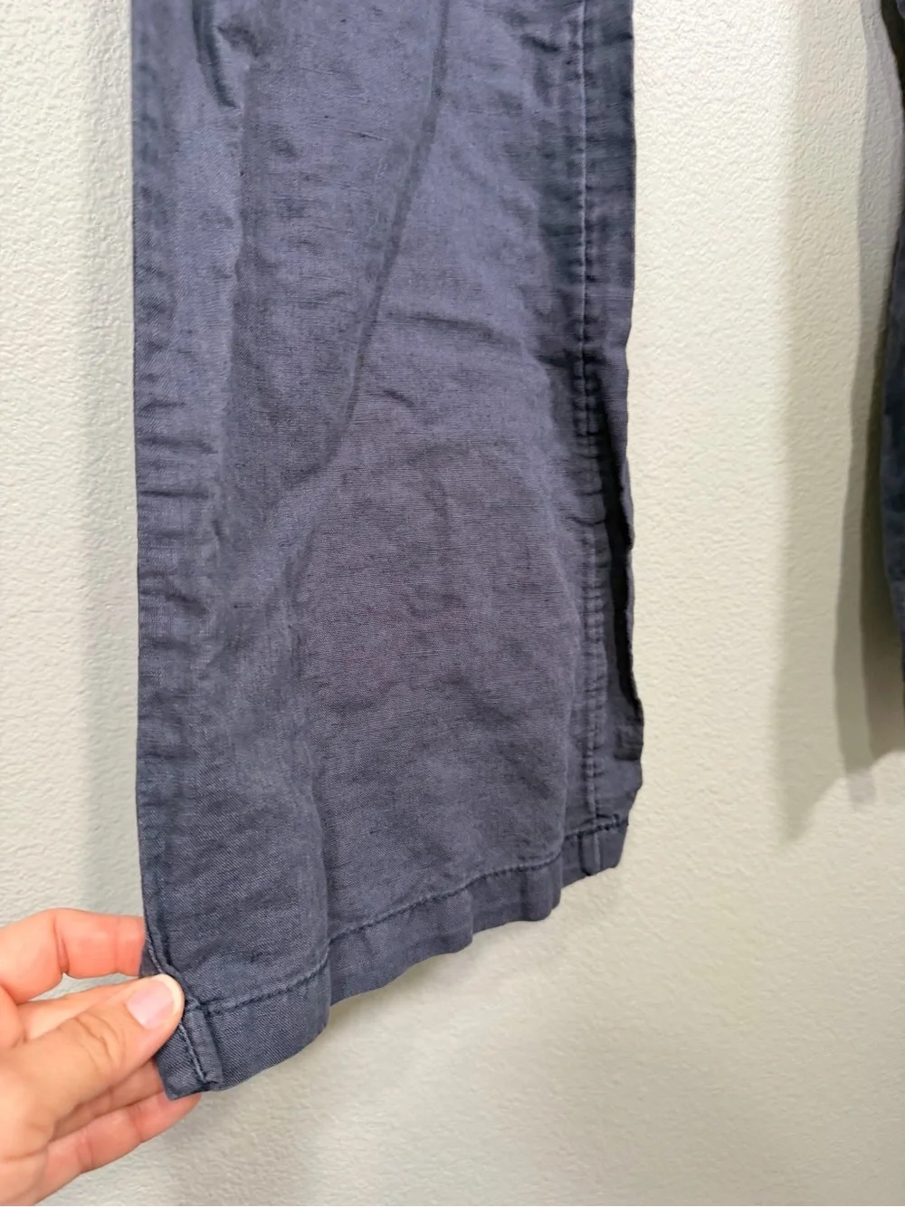 H&M Pants Navy Blue Flared Trousers Cotton Linen Business Work Office Women 10